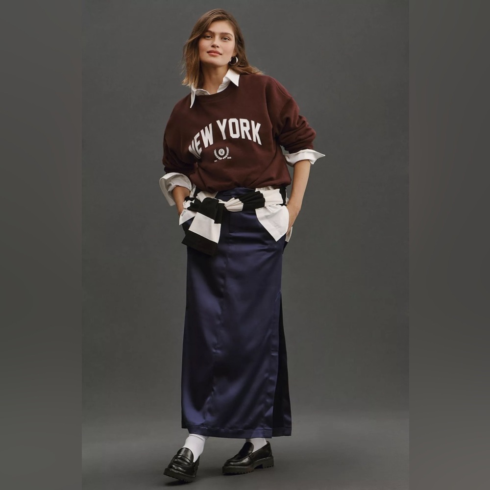 Anthropologie Sateen Trouser Skirt in Deep Purple, Size 10